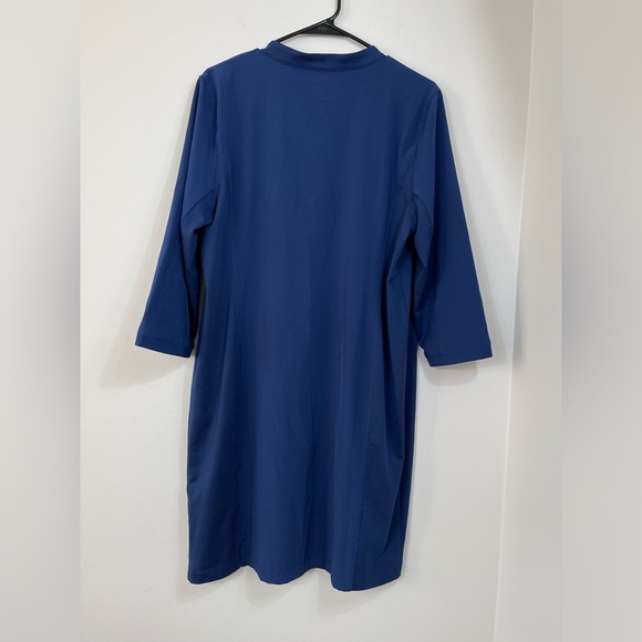 Chico's Zenergy Knit Insert Elegant Blue Sleeve Women's Dress UPF Sz 14 NWT - Picture 10 of 15